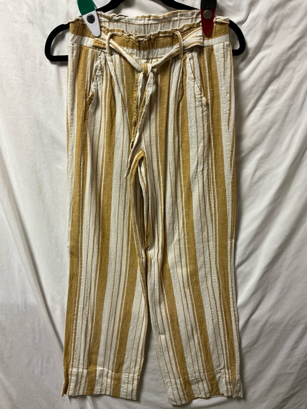 Rewind Women’s Striped Drawstring Chinos - Mustard & White
